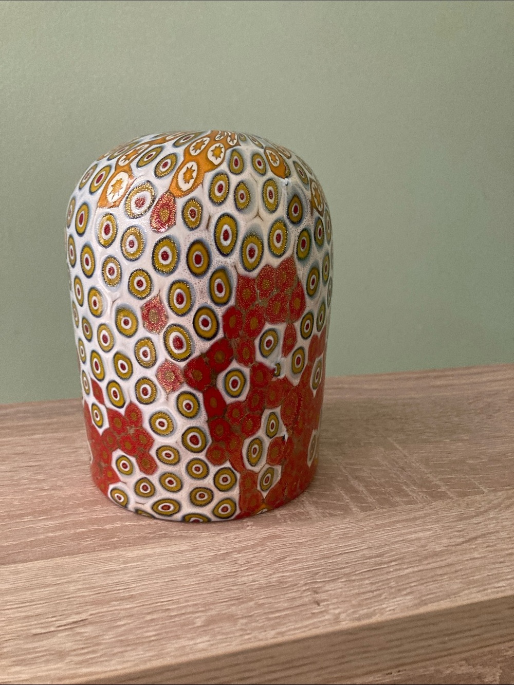 Murano Millefiori Art Glass lamp shade murrina White, Red, Yellow
